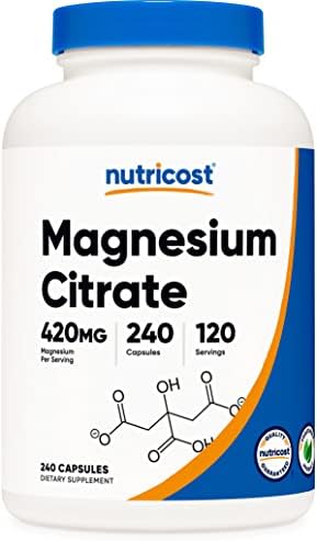 Nutricost Magnesium Citrate 420mg, 120 Servings (210mg Per Capsule, 240 Vegetarian Capsules) - Gluten Free, Non-GMO, Vegetarian Friendly