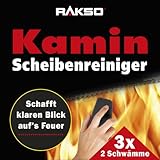 RAKSO Glas-Reiniger für Kamin-Scheiben Ofenglasreiniger Schwamm Kaminreiniger Kamin-Ofen und Kaminscheibenreiniger 3x2 St