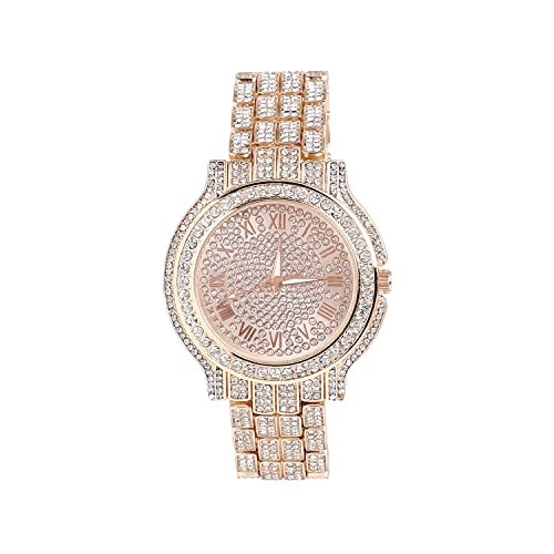 Image of Haute Sauce Women's Embellished Analog Dial with Stainless Steel Strap | Battery Power | Foldover Closure | Quartz Movement | Fashion Wrist Belt Watch for Female and Girls