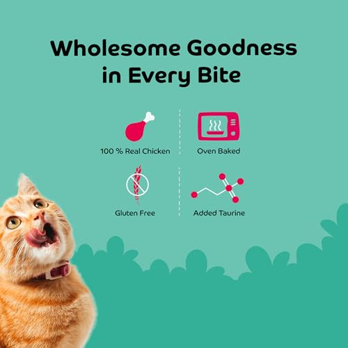 Image of Chicken with Wheat Grass Soft Cat Treats for Kittens & Adult Cats | Made with Real Chicken Meat | Grain-Free Protein-Rich Snacks with Taurine & No Fillers | 35g