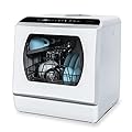 Hermitlux Countertop Dishwasher, 5 Washing Programs Portable Dishwasher With 5-Liter Built-in Water Tank For Glass Door