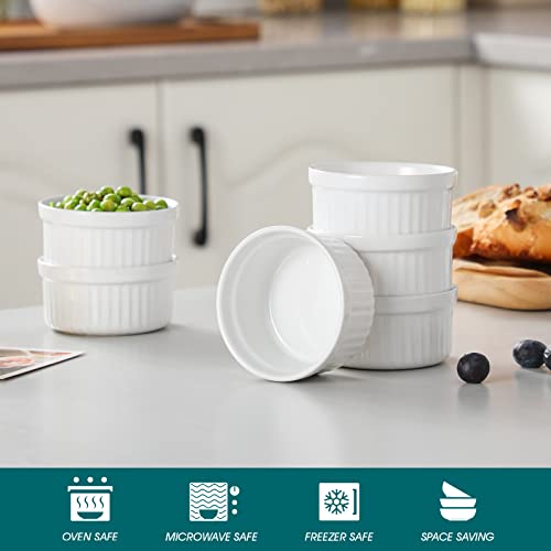 Vancasso FORTE 4 OZ Ramekins Set Of 6, Creme Brulee Ramekins Oven Safe, Classic Style Ramekins For Baking, Stoneware Souffle, Custard Cups, Small Ceramic Bowls- White thumb #3