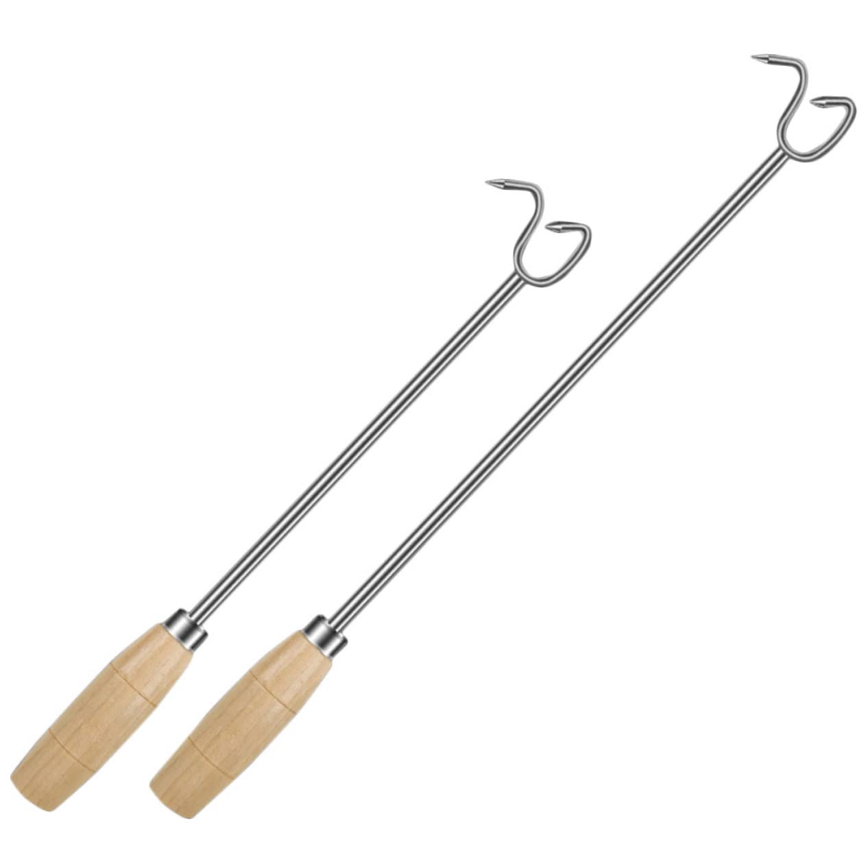 NAMOARLY Practical Roasting Sticks Meat Food Turner Hooks Bbq Food Turner Stainless Steel Meat Flipper