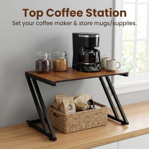 Image of Z-Series Microwave Oven Stand for Kitchen Microwave Stand for Kitchen Platform Wooden Top Metal Frame OTG Stand 40 kg Rust-Resistant 58x36.5x41 cm