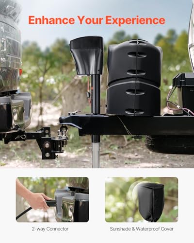 Vevor Cric Elettrico Per Rimorchio 2267 Kg Cric Perno Per Camper Resistente Con Connettore A 2 Vie, Manovella Manuale E Copertura, Cric Resistente Alle Intemperie, Mozzo 255-860 Mm Per Camper, Nero - 5