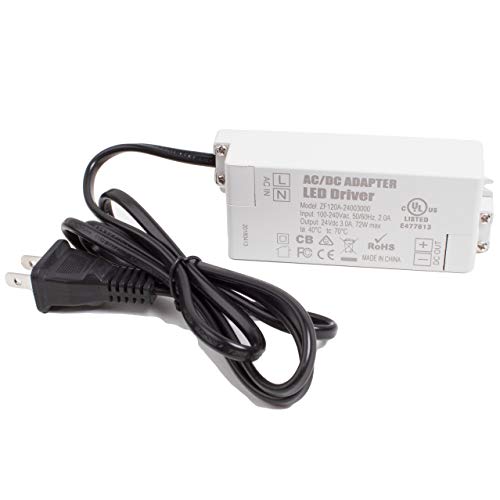 Image of UL Listed 24v 3A 72w LED Power Supply Driver AC Adapter Transformer 110v to 24v DC for LED Strip Module Puck Light