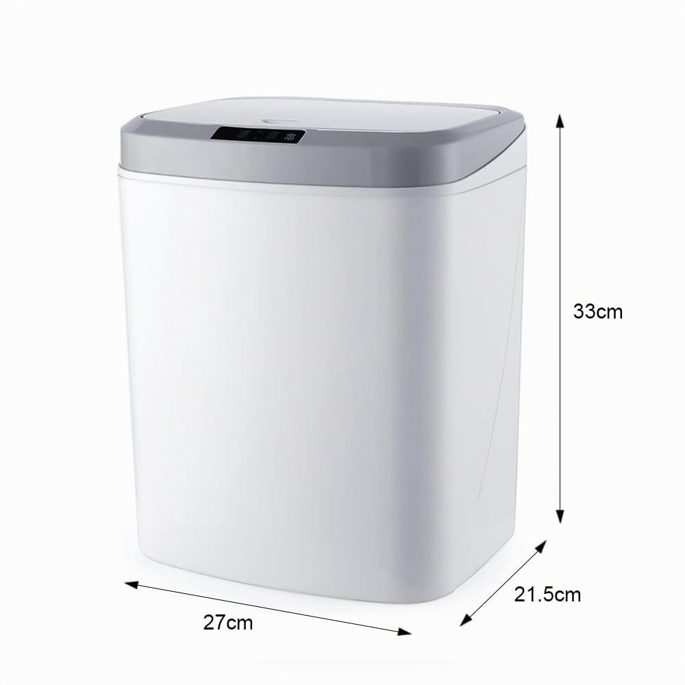 S.I.C Mülleimer mit Sensor,Automatischer Mülleimer,16L,mit Smart Öffnungs-Sensor und Geräuschloser Verschluss-Technologie, Ideal für Büro, Wohnung, Küche und Badezimmer(Weiß)