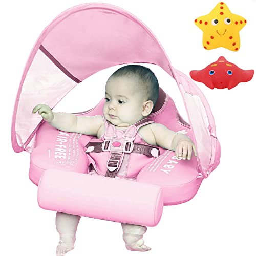 Image of Mambobaby Float with Canopy Size Improved Non Inflatable Infant Baby Pool Float Smart Mambo Float Swim Trainer Add Tail Baby Swim Float Mambo Baby Float Solid Air Free Water Waist Swimming Ring