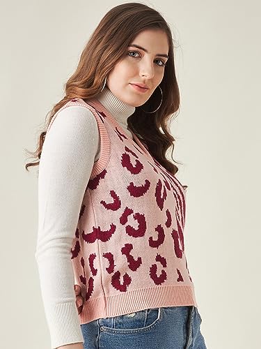 Image of Modeve Printed V Neck Sleeveless Sweater for Women||Winterwear||