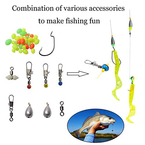 201/251pcs Fishing Terminal Tackle with Box - Fishing Hooks, Swivel, Weight, Fishing Float Bobber, Fishing Stopper, Barrel Crimps, Sinker Slide, Split Ring, Beads for Freshwater Saltwater Fishing - Thumbnail 6