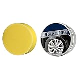 Autoreifenreiniger,AsudaroAuto Reifen Reinigung Screme Reifenreinigungsmittel Reifenpflegemittel Wiederherstellung Reifenplastik-Runderneuerungspaste für Autoreifen W/Reifenglanz-Applikator,Schwarz