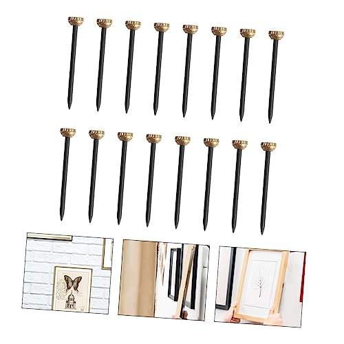 Image of Vaguelly 60pcs Copper Head Nail Picture Hangers Picture Hanging Nails Hanging Picture Hook Pin Hanging Photo Hook Pin Frame Nails Picture Hanging Hardware Copper Head Iron Nail Black