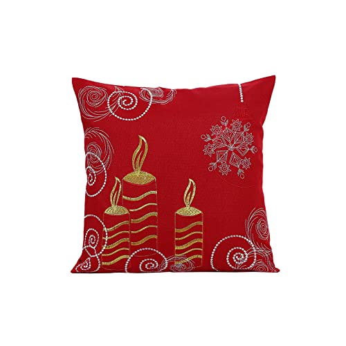 Violet Linen Saisonales Weihnachts-Muster, bestickter Jacquard, Heimdekoration, Couch, Sofa, Bett, Schlafzimmer, Kerzen, 45,7 x 45,7 cm, quadratisch, dekorativer Akzent-Überwurf-Kissenbezug Cover