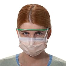 Halyard Health 47107 Fluidshield Level 3 Procedure Mask, Pleat Style, Fog-Free, Non-Sterile, Orange 10 Boxes of 40, 400 Total
