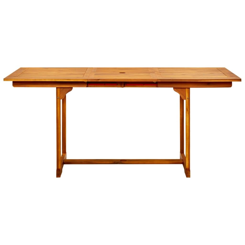 Mesa de comedor de jardín de madera maciza de acacia, mesa extensible resistente a la intemperie con tratamiento de aceite (120-170) x 80 x 75 cm, mesa de exterior extensible para terraza