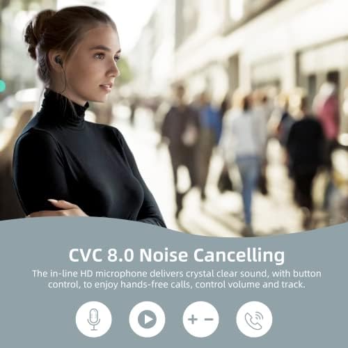 Bluetooth 5.0 Wireless Earphones, IPX7 Waterproof Sports Wireless Headphones, 8-10 Hours Playtime, CVC 8.0 Noise Cancelling Mic, Magnetic Earbuds for Workout Running Gym