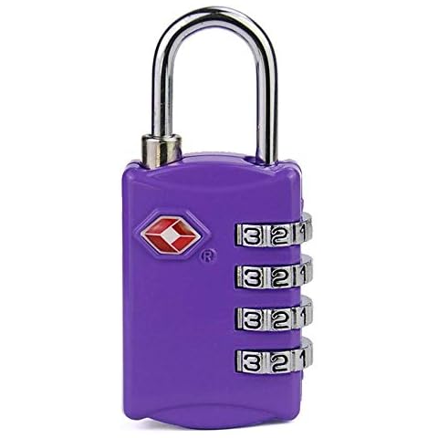 TSA Suitcase Locks - 4-Dial Travel Combination Security Padlock for Suitcases Luggage Case Bag Code Lock, Purple (one Size, Purple) Cover