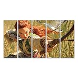 islandburner Bild auf Leinwand Bogenschützin mit Vogel in der Wildnis für Wohnzimmer Naturfreunde Naturkostladen Bilder Wandbilder Poster