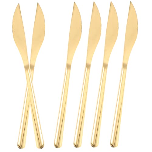 SHOWERORO Couteaux à Steak En Acier Inoxydable 6 Pièces, Lame Résistante à L'usure, Finition Titane, Épandeurs Multifonctions De Beurre Et Confiture, Usage Domestique Et Restauration