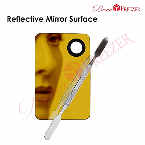 Image of Brain Freezer Shiny Makeup Palette With Stainless Steel Square Shape Spatula, Golden 100 g