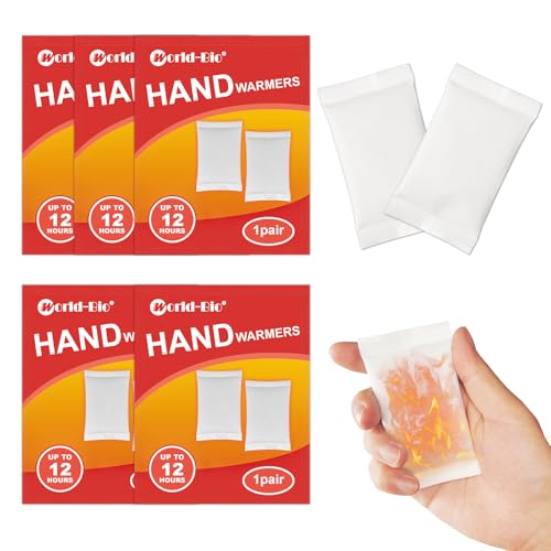 Hot Hand Warmers Disposable - Up to 12 Hours of Heat, Air Activated Heat Packs for Hands, Hot Packs for Hands, Hot Warmers, Natural Odorless Instant Warmer Winter Warmers, 5 Pair Value Pack