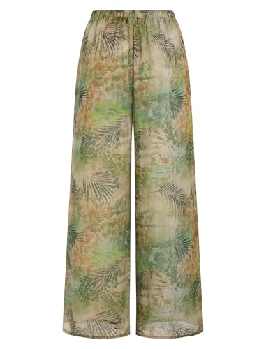 Image of ZAFUL Womens Beach Cover Up Pants Sexy Crochet Drawstring Elastic Boho Swimsuit Cover Up Long Pants Beach Wear