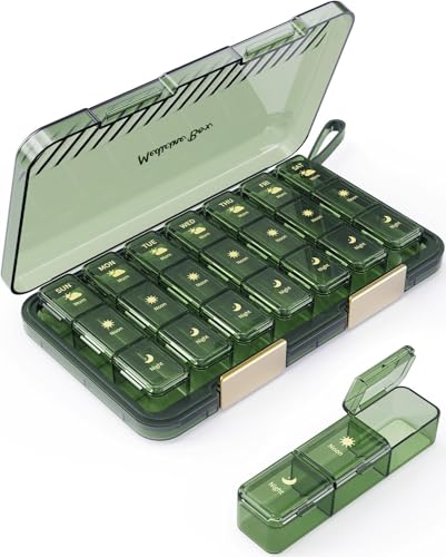 Green Portable Pill and Supplement Organizer A5 Size