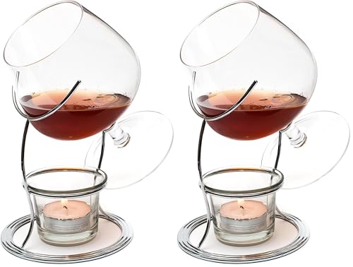 Calentador de cristal para brandy Jeray CKB LTD con soporte vela copa juego de 2 2