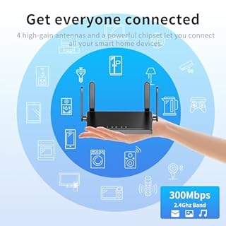 KKH 2.4ghz WiFi Router, Portable Travel Easy Setup Wireless Internet Network Pocket-Sized Long Range Wi-Fi Routers, High Speed up to 300mbps for Hotel Home Smart TV PC Computer Phone Gaming
