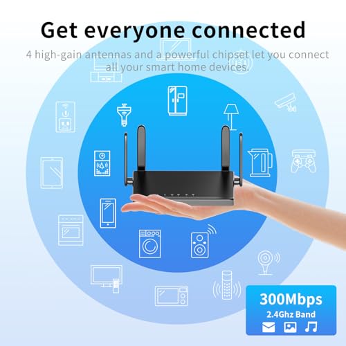 Image of KKH 2.4ghz WiFi Router, Portable Travel Easy Setup Wireless Internet Network Pocket-Sized Long Range Wi-Fi Routers, High Speed up to 300mbps for Hotel Home Smart TV PC Computer Phone Gaming