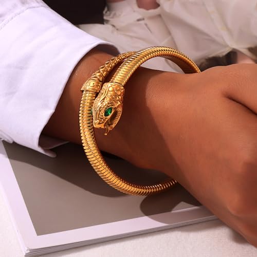 Snake Bangle Open Cuff Bracelets for Woman, Cubic Zirconia Stretch Bracelet Jewelry2