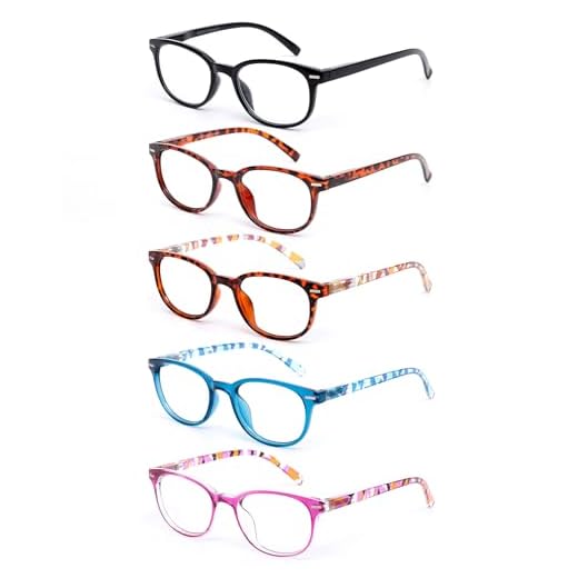 EFE Gafas de Lectura Presbicia Valor Pack 5 Hombre Mujer Unisex con Diseño de Patrón de Templo de Moda Buena Vision Anti Luz Azul Calidad Bisagras de Resorte Lectores 1.25