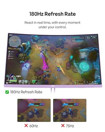 Image of Pixio PXC278 Wave Purple 27 inch 180Hz Refresh Rate QHD 1440p Resolution 1650R Curved Fast VA Panel 1ms GTG Response Time Adaptive Sync HDR Curved Gaming Monitor