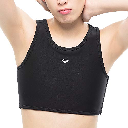 Heroine Adjustable Hook and Eye Chest Binder/Buckle Clasp Breast Binding Half Length Black (Medium)