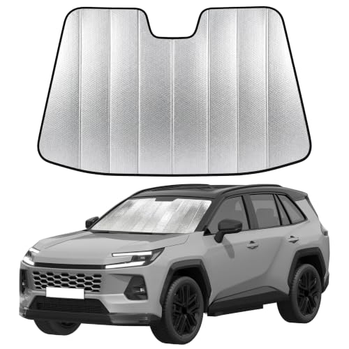 Image of EcoNour Foldable Sun Shade Fit for Toyota RAV4 2019-2024 2025 2026 | Accordion Windshield Sun Shade, Front Car Window Shades Sun Visor, Blocks UV Rays & Heat, Car Accessories