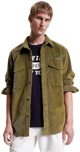 Tommy Hilfiger Mens Long Sleeve Wide Whale Corduroy Button Up Shi...