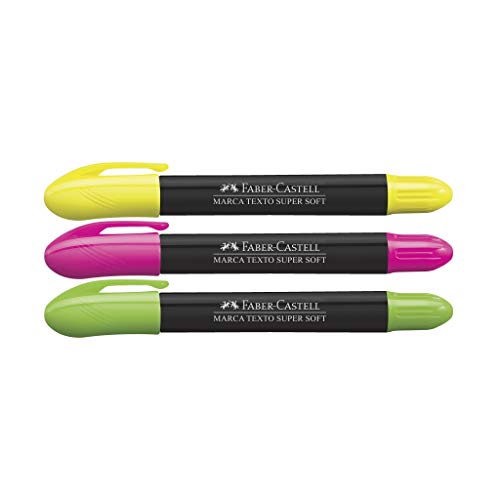 Display Caneta Marca Texto em Gel, Faber-Castell, Supersoft, DI/1557, Amarelo/Verde/Rosa, 15 Unidade