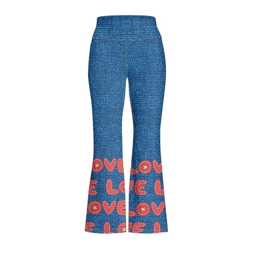 Love Pattern Girls Flare Leggings Crossover Preppy Clothes Leggings for Girls Yoga Pants Dance Casual Uniform2