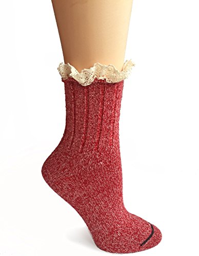 WARRIOR ALPACA SOCKS - Ladies Alpaca Wool, Lace Trimmed Ankle Socks2