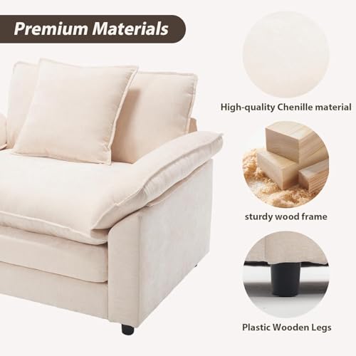 Sillón Oversize Chenille Beige miniatura 3