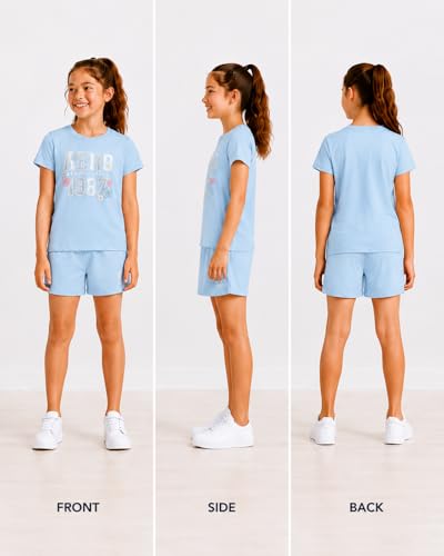 Image of AEROPOSTALE Girls Athletic Shorts Set - 2 Piece Jersey Graphic T Shirts & Fleece Cargo Shorts - Kids Activewear Clothing Set