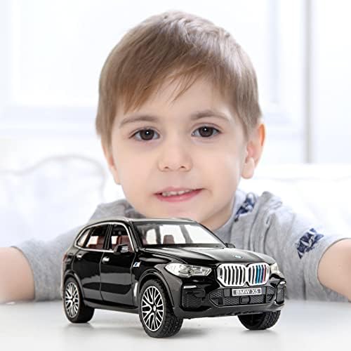 TGRCM-CZ 1/32 Compatible for BMW X5 SUV Model Car Toy, Diecast Alloy Pull Back Car Model with Light and Sound Toy Vehicles for Kids Black