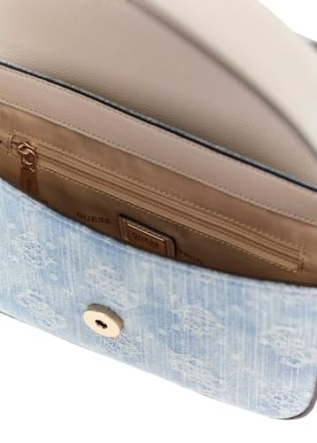Sac à main GUESS Ruby Flap Shoulder Bag Denim bleu clair à logo texturé