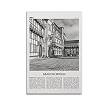 Braunschweig Druck Schwarz-Weiß, Braunschweig Wandkunst, 