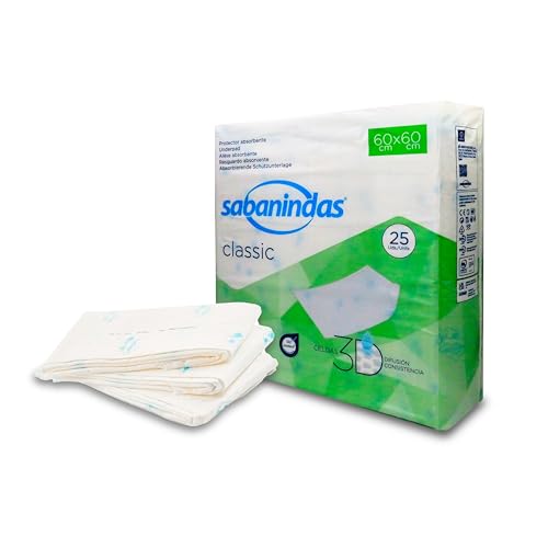 SABANINDAS Protectores Normales de Pulpa de celulosa (60 x 60 cm, para incontinencia) - 25 Unidades