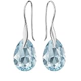 Boucles d'oreilles en argent sterling 925 avec cristaux Swarovski® - Poire - Plusieurs couleurs - Crochets pour femmes - Jolis bijoux pour femme - Avec boîte cadeau, Argent, Cristal