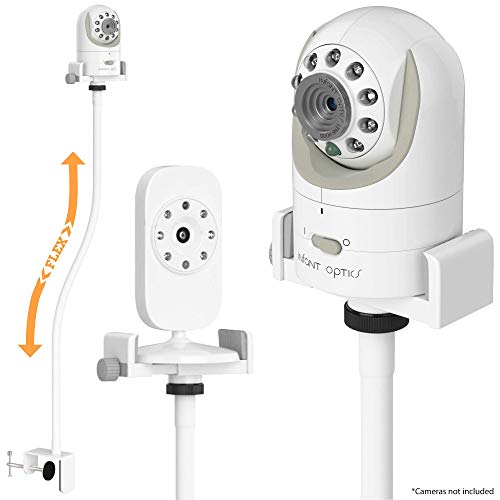 Baby Monitor Mount Camera Shelf - Flexible Video Stand for Nursery - Universal Holder Compatible with Infant Optics DXR 8 and Most Baby Monitors - Attaches to Crib Cot Shelves or Furniture