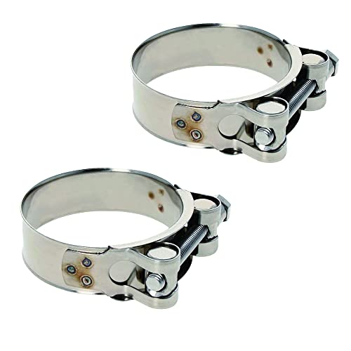 Juvielich T-Bolt Hose Clamp,Clamp Range 80-85mm,for Fuel Pump Filter Hose Plumbing Silver 2pcs