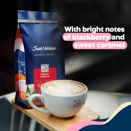 Juan Valdez Mujeres Cafeteras Whole Bean Coffee - Medium Roast Coffee Beans | 100% Colombian Coffee | 16 oz / 454 gr | A balanced coffee with flashes of sweet vanilla, cherry, blackberry and caramel notes