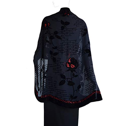 JennyJames Silk Base Burn-out Velvet Half Circle Wrap/Shawl,72